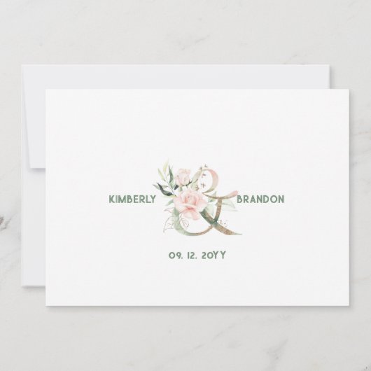 白とピンクの花の感謝カード サンキューカード (裏面)