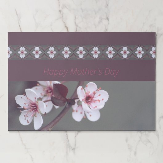 白とピンクの花びらを梅の紙のプレースマットで ペーパーパッド (正面)