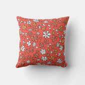 白とピンクの花を付けた珊瑚赤枕 クッション (裏面)