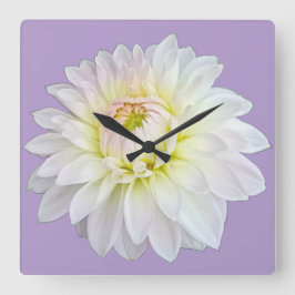 白とピンクの花 スクエア壁時計