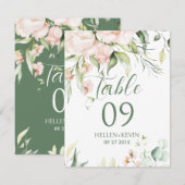 白とピンクの花 テーブルナンバー (正面/裏面)