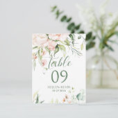 白とピンクの花 テーブル番号 招待状 (スタンド正面)