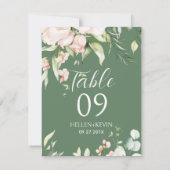 白とピンクの花 テーブル番号 招待状 (裏面)