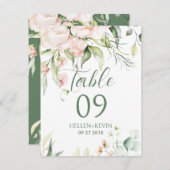 白とピンクの花 テーブル番号 招待状 (正面/裏面)