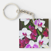 白とピンクの蘭の花 キーホルダー (正面)