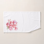 白とピンクの蘭 バスタオルセット (ハンドタオル)