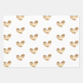 白とピンクの金ゴールドグラムとヒョウのハート ラッピングペーパーシート (正面)