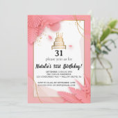 白とピンク31歳の誕生日 招待状 (スタンド正面)