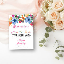 白とフラワーのキンセアニェーラ Fiesta Flowers White and Floral Qu セーブザデート