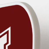 白とブルゴーニュのミニマリストモダンモノグラム ピックルボールラケット (左詳細)