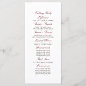 白とブルゴーニュ赤のフローラ結婚式 プログラム (裏面)