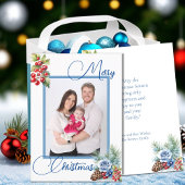 白とベリーのクリスマスグリーティングのブルースクリプト シーズンカード