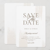 白とベージュのエレガントなSave the Date招待状 招待状 (正面/裏面)