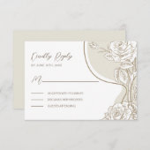 白とベージュのバラ エンクロージャーカード (正面/裏面)