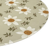 白とベージュの装飾フローラ カッティングボード (角)