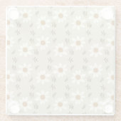 白とベージュの装飾フローラ ガラスコースター (裏面)