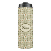 白とベージュの装飾フローラ パーソナライズされた タンブラー (正面)