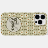 白とベージュの装飾フローラ パーソナライズされた Case-Mate iPhoneケース (裏面 (横))