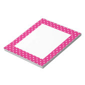 白とホットピンクの水玉模様パターン ノートパッド (回転)