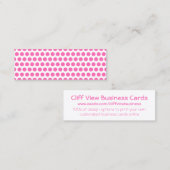 白とホットピンクの水玉模様 スキニー名刺 (正面/裏面)