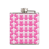白とホットピンクの(紋章の)フラ・ダ・リパターン フラスク (裏面)