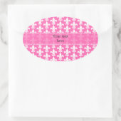 白とホットピンクの（紋章の）フラ・ダ・リパターン 楕円形シール (バッグ)