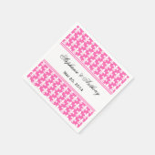 白とホットピンクの（紋章の）フラ・ダ・リ結婚の スタンダードカクテルナプキン (角)