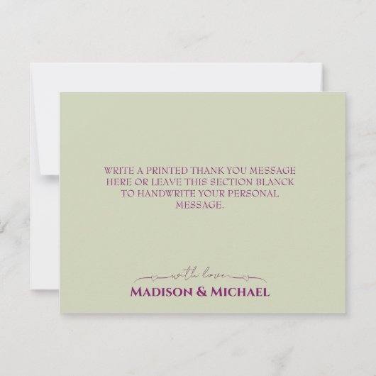 白とマゼンタのラン絵画スのサンキューカード サンキューカード (裏面)