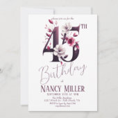 白とマゼンタの花45誕生日招待状 招待状 (正面)