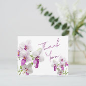白とマゼンタの蘭の絵の感謝カード サンキューカード (スタンド正面)