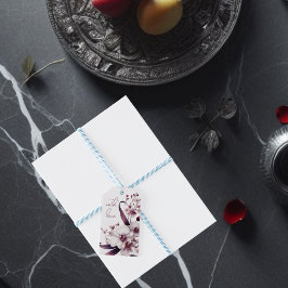 白とマゼンタの蘭の花モノグラム ギフトタグ