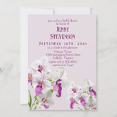 白とマゼンタラン絵画のブライダルシャワー 招待状 (正面)