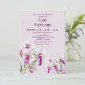 白とマゼンタラン絵画のブライダルシャワー 招待状 (スタンド正面)