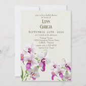 白とマゼンタラン絵画のブライダルシャワー 招待状 (正面)