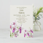 白とマゼンタラン絵画のブライダルシャワー 招待状 (スタンド正面)