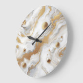 白とマットの金ゴールド大理石テクスチャ背景デザイン ラージ壁時計 (傾斜)