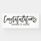 白とミニマル黒の手書きおめでとう 横断幕 (横)