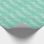 白とミントグリーンありがとうごパターン ラッピングペーパー (角)