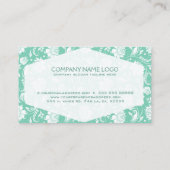 白とミントグリーンのフローラ華美ダマスク 名刺 (裏面)