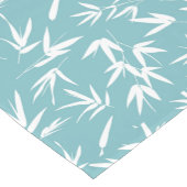 白とミントグリーンの竹離れの柄 ショートテーブルランナー (コーナー)