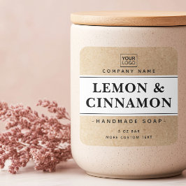 白とモダンクラフト紙ルック製品ラベル スクエアシール