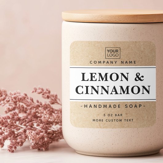 白とモダンクラフト紙ルック製品ラベル スクエアシール