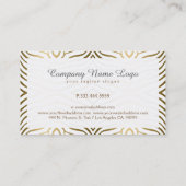 白とモダン金ゴールドのゼブラ印刷 名刺 (裏面)