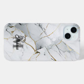 白とモダン金ゴールドの丸紋付きモノグラム Case-Mate iPhoneケース (裏面 (横))