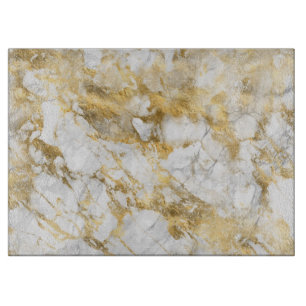 白とモダン金ゴールドの大理石のパターン カッティングボード