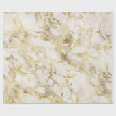 白とモダン金ゴールドの大理石のパターン ラッピングペーパー (フラット)