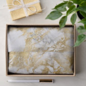 白とモダン金ゴールドの大理石のパターン 薄葉紙 (ギフト)