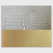 白とモダン金ゴールドアリゲータークロコダイルの非表示 ラッピングペーパー (フラット)