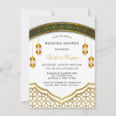 白とモダン金ゴールドイスラムウェディングシャワー 招待状 (正面)