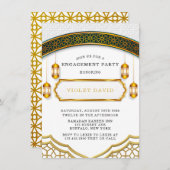 白とモダン金ゴールドイスラム婚約パーティ 招待状 (正面/裏面)